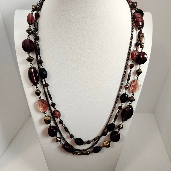 Vintage Premier Design Retired Facated Purple Amethyst Bead multistrand Necklace - Picture 2 of 12